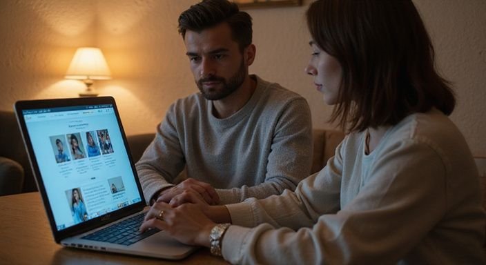 Ein Paar diskutiert konzentriert über BDSM-Dating und Kommunikation.