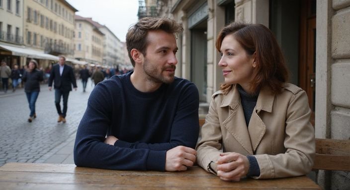 Ein Paar genießt ein Gespräch bei Kaffee in Bern