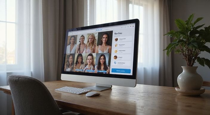 Ein Computerbildschirm zeigt eine Plattform für erotische kontakte und sex-dating in Zurich.