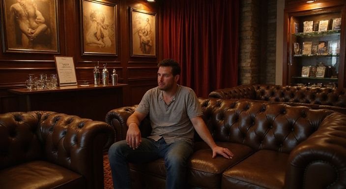 Ein stilvoller Clubraum mit gemütlichen Sofas und Kunstwerken. Ein stilvoller Clubraum mit gemütlichen Sofas und Kunstwerken.