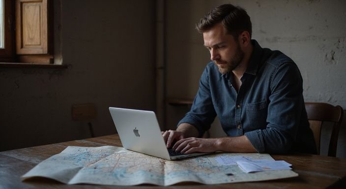Ein Mann plant vertrauliche Treffen in einem gemütlichen Arbeitszimmer. Ein Mann plant vertrauliche Treffen in einem gemütlichen Arbeitszimmer.