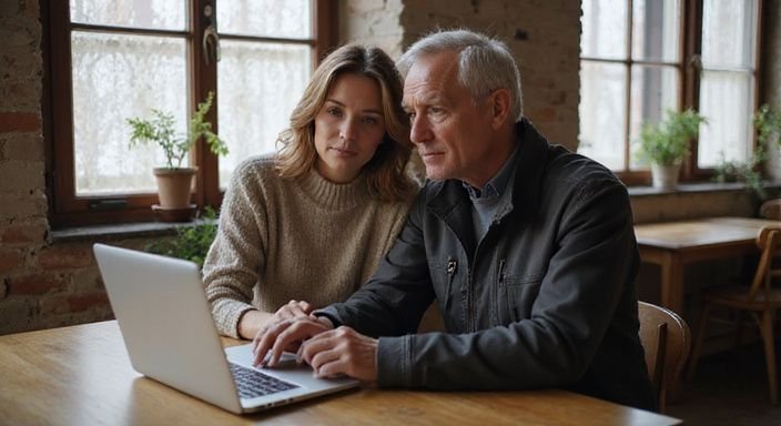 Ein Paar konzentriert sich auf ein Dating-Portal in einem Café. Ein Paar konzentriert sich auf ein Dating-Portal in einem Café un dsuche Sexkontakt in Österreich.