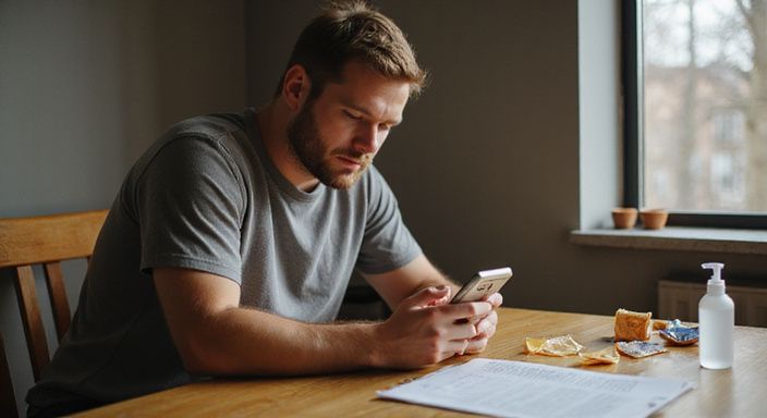 Ein junger Mann bereitet sich auf ein bevorstehendes Treffen vor. Ein junger Mann bereitet sich auf ein bevorstehendes Treffen vor.