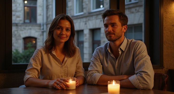 Ein Paar genießt einen entspannten Abend in einem Restaurant.