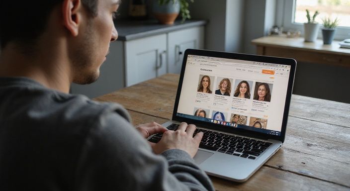 Eine Person nutzt einen Laptop für eine Dating-Website für sexkontakt in Solothurn.