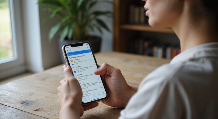 Eine Person scrollt durch Google Maps auf ihrem Smartphone. Eine Person scrollt durch Google Maps auf ihrem Smartphone.