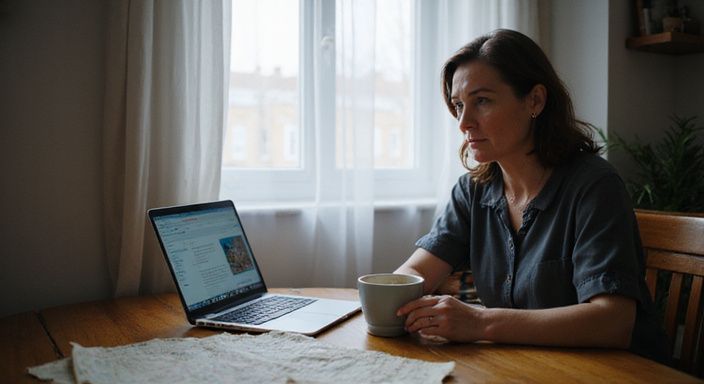 Eine Frau konzentriert sich auf ihren Laptop und wollen erotischer Kontakt in der Schweiz