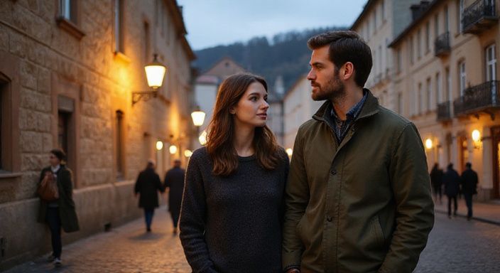 Ein Paar plant eine Reise in den Schwarzwald in Freiburg. Ein Paar plant eine Reise in den Schwarzwald in Freiburg.