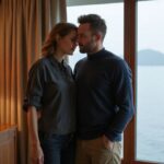 Ein Paar in einem eleganten Hotelzimmer mit Blick auf den Genfersee