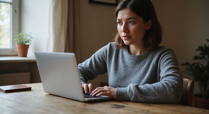 Eine Frau sieht sich Profile von Escorts und Clubs in Wallis an.