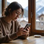 Flirtkontakte Schweiz: So findest du unkompliziert neue Bekanntschaften Eine Frau schaut konzentriert auf ihr Smartphone in einem Café