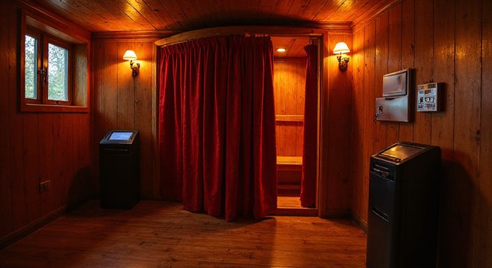 Ein eleganter Sauna-Club mit privaten Kabinen und gemütlicher Atmosphäre.