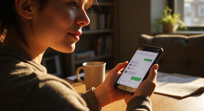 Eine Person in den Zwanzigern nutzt entspannt eine Dating-App für Sexuelle Begegnung finden.